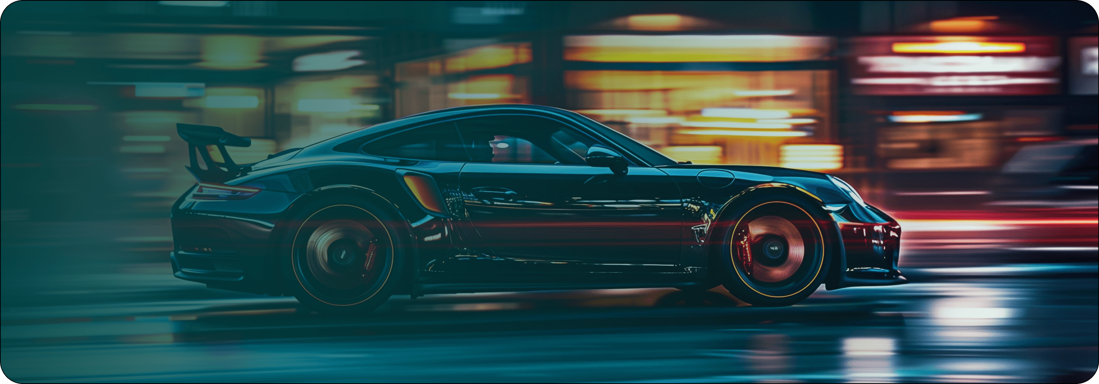 A modern performance car in motion